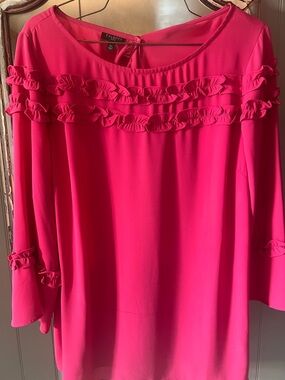 Talbots Bright Pink Ruffle-Trim Blouse